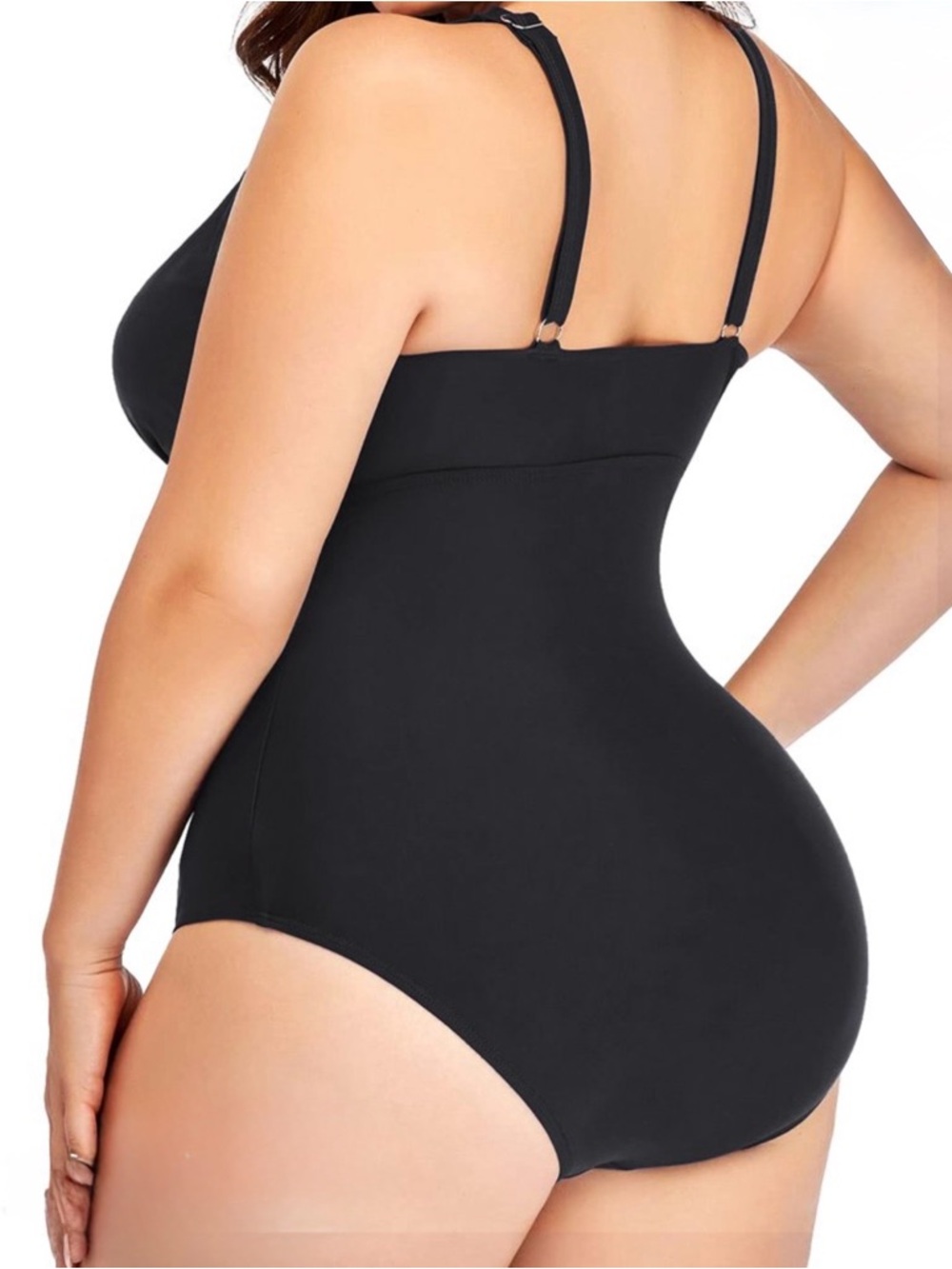 Rivelino Plus Size Sexy V Neck Bathing Suit Mesh Sheer Tummy Control Swimwears - Picture 8 of 13